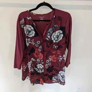 Van heusen purple blouse with floral size XL